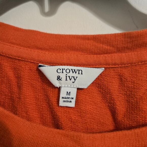 Crown & Ivy Women’s Burnt Orange Long Sleeve Balloon Sleeve Blouse Top Sz M - Picture 2 of 5